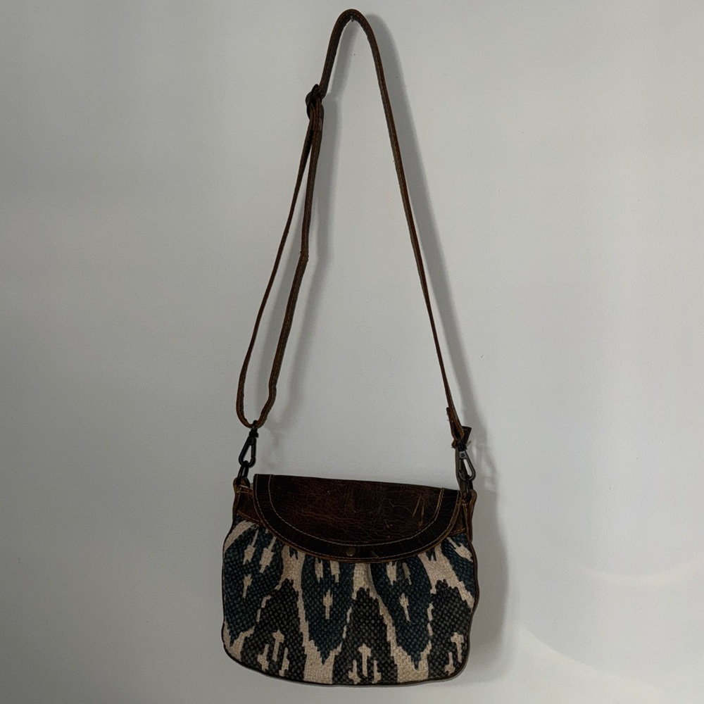 Myra Crossbody Brown and Black/Blue Patterned Women's Bag